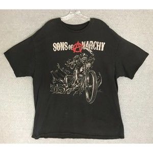 Sons Of Anarchy Shirt Mens XL Skeleton Biker art Black Short Sleeve Tee Pullover